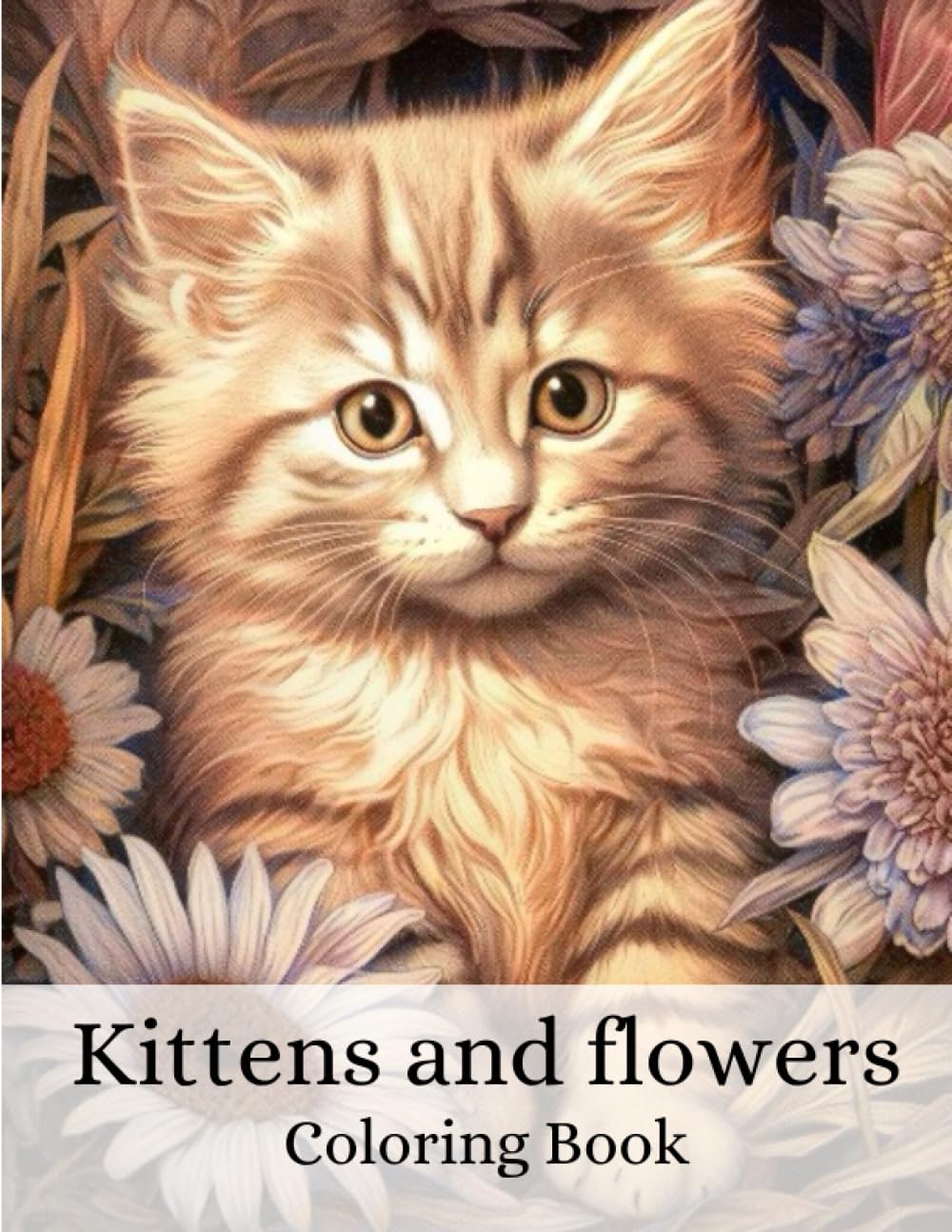 Kittens and flowers: Coloring book