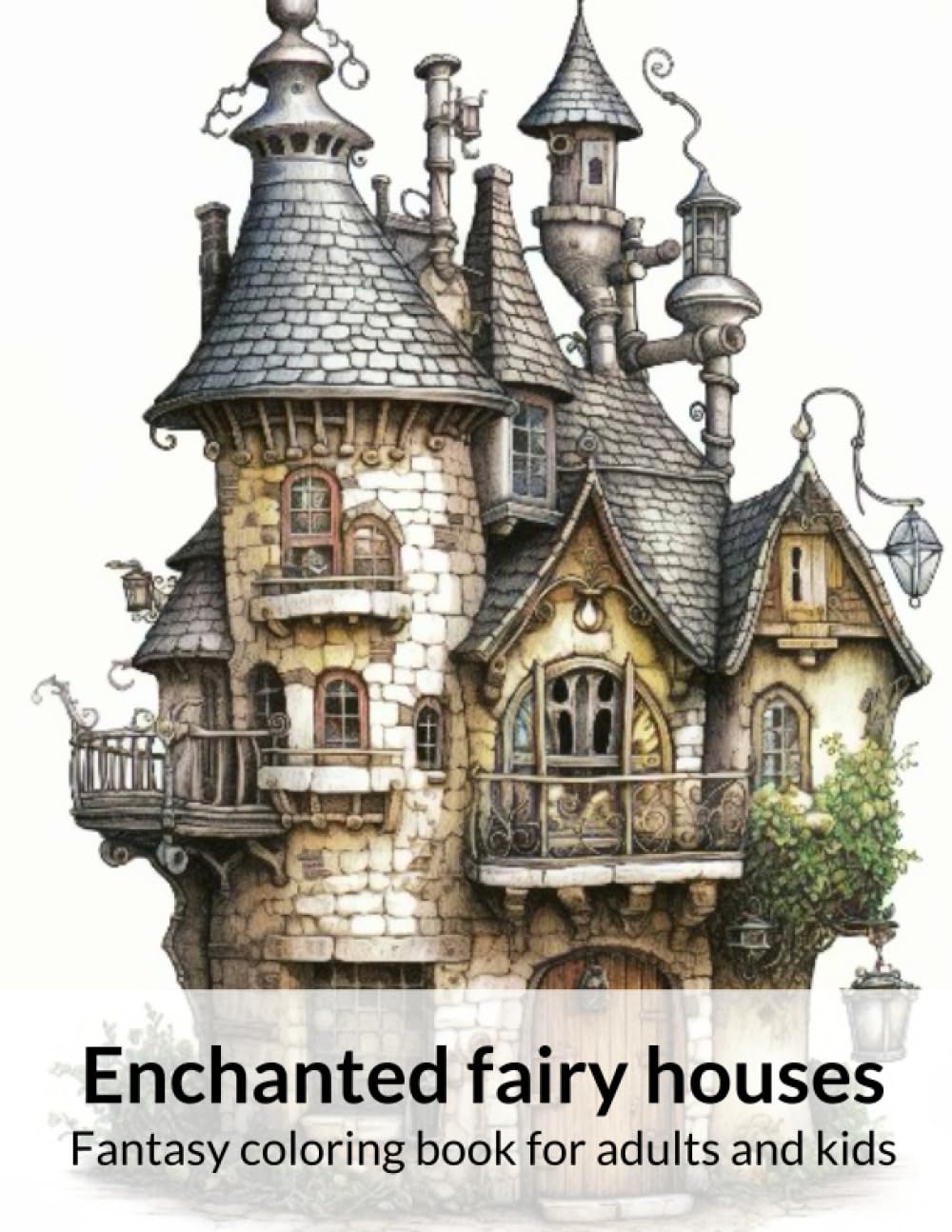 Enchanted Fairy Houses: Fantasy Coloring book for adults and kids