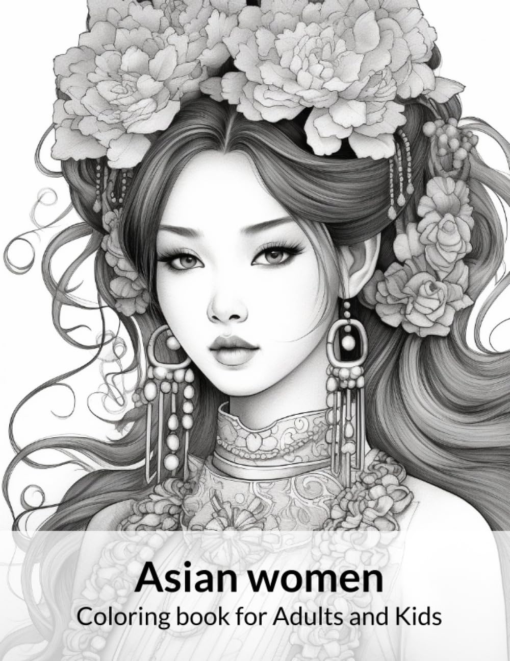 Asian women: Coloring book for Adults and Kids