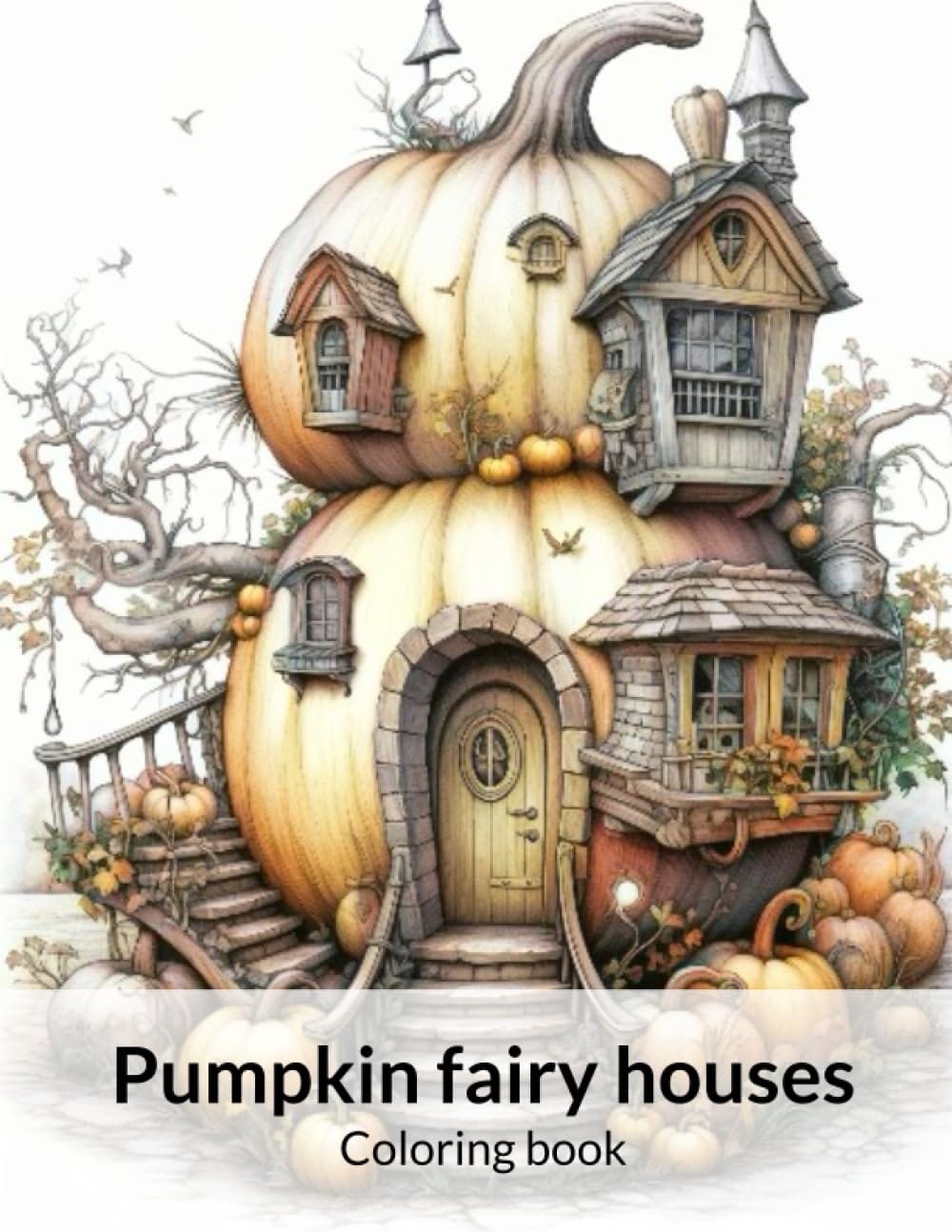 Pumpkin fairy houses coloring book