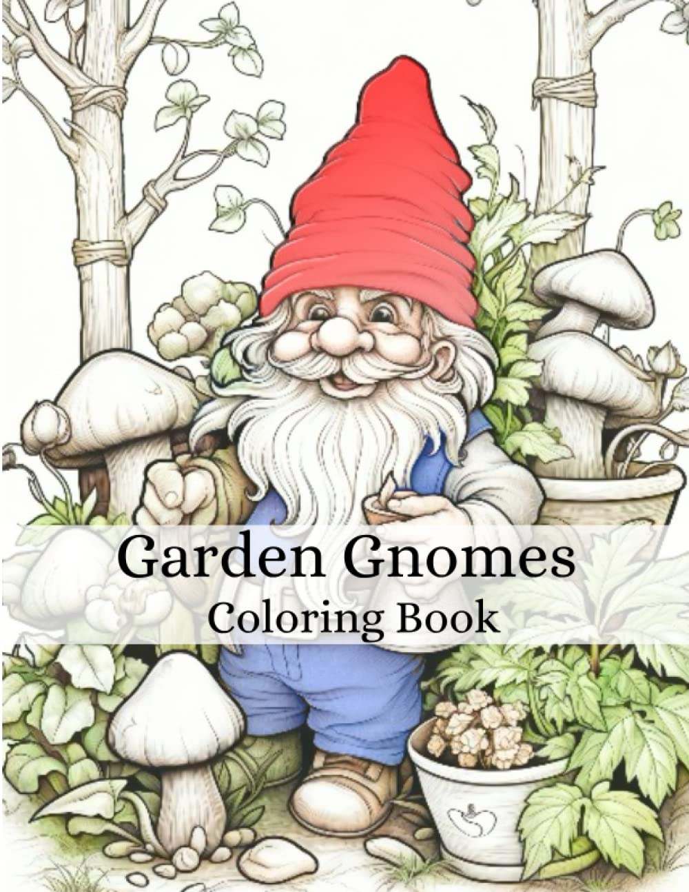 Garden Gnomes Grayscale Coloring Book